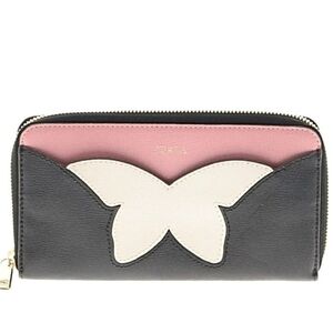Furla Pink and Black Wallet with Butterfly Design